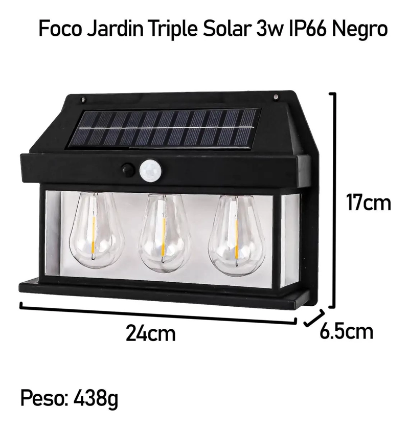 PACK 6 FOCOS SOLARES TRIPLE 3W IP66 LUZ FRIA - 2
