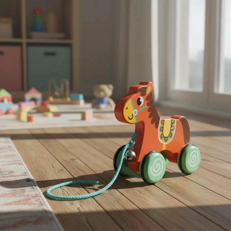 ARRASTRE DE CABALLITO DE MADERA PARA NIÑOS - 2