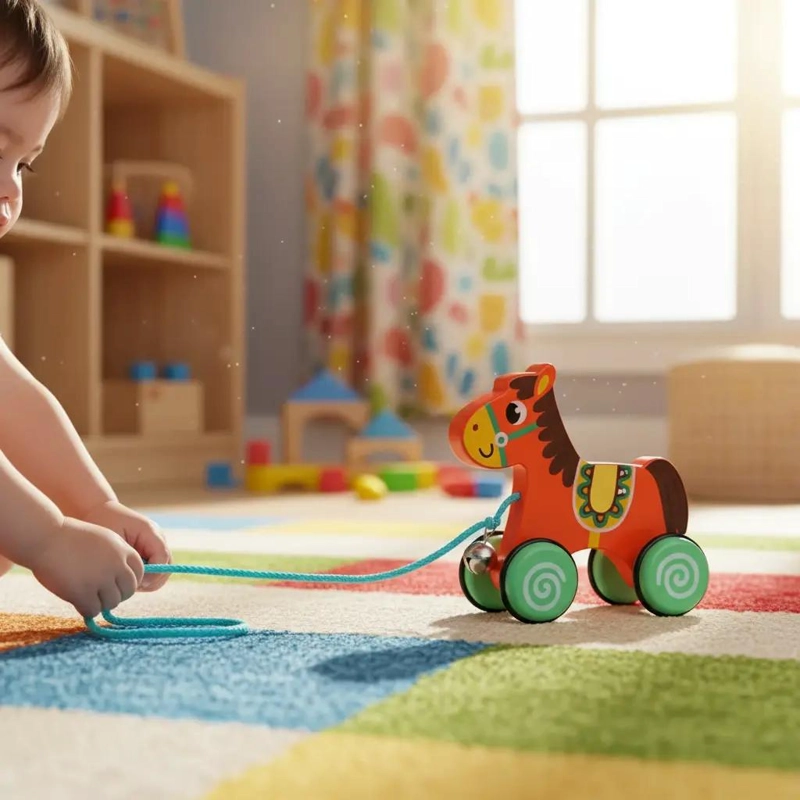 ARRASTRE DE CABALLITO DE MADERA PARA NIÑOS - 3