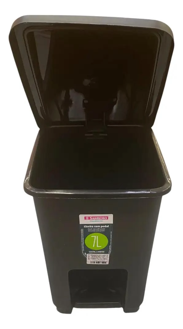 BASURERO PLASTICO CON PEDAL 7 LITROS COLOR NEGRO - 3