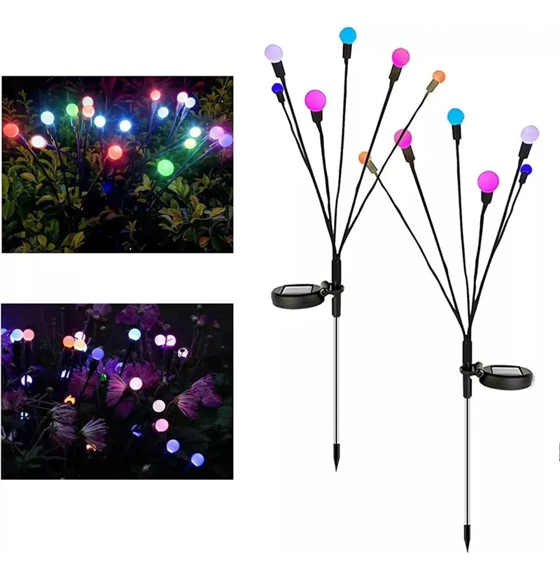 PACK 2 LUCES SOLARES COLGANTES CON BOLAS DE COLORES - 1