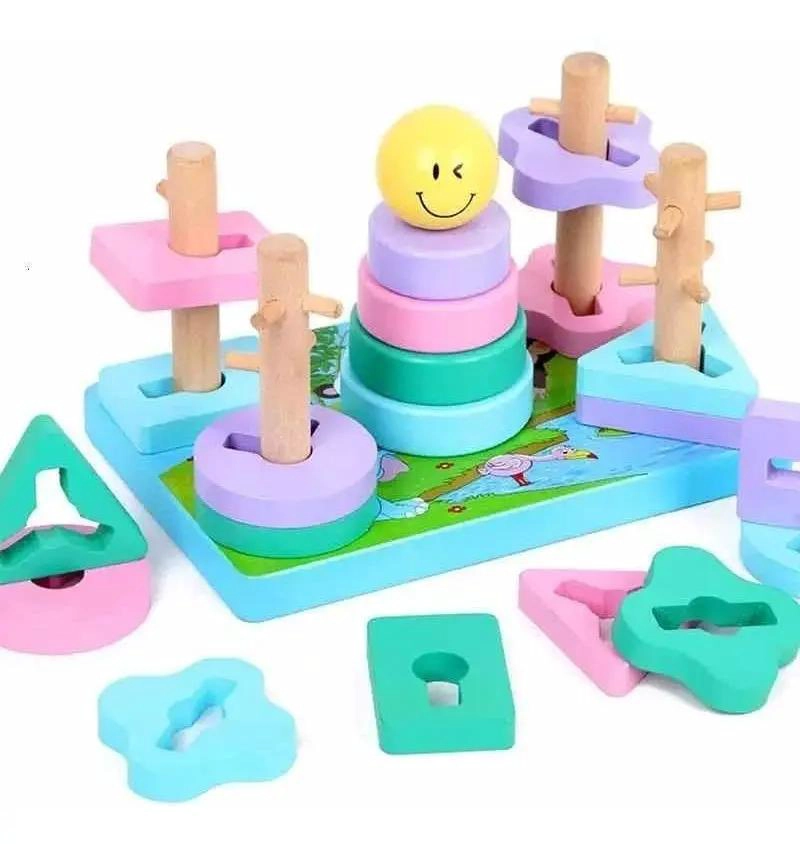 CUBO DE ENCAJE DE MADERA MONTESSORI PARA CONSTRUCCION - 1
