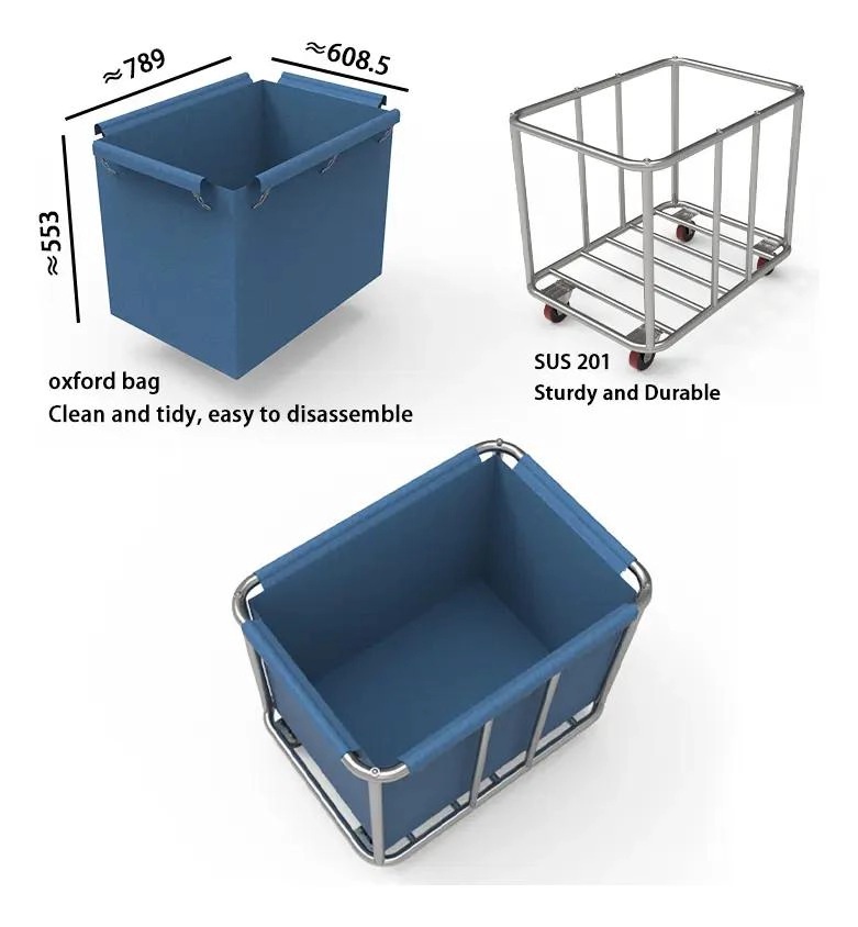 CARRO COMERCIAL GRANDE CON RUEDAS PARA LAVANDERIA - 5