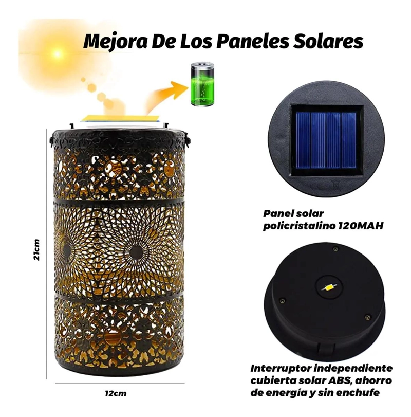 LINTERNA SOLAR IMPERMEABLE DE METAL PARA EXTERIOR - 3