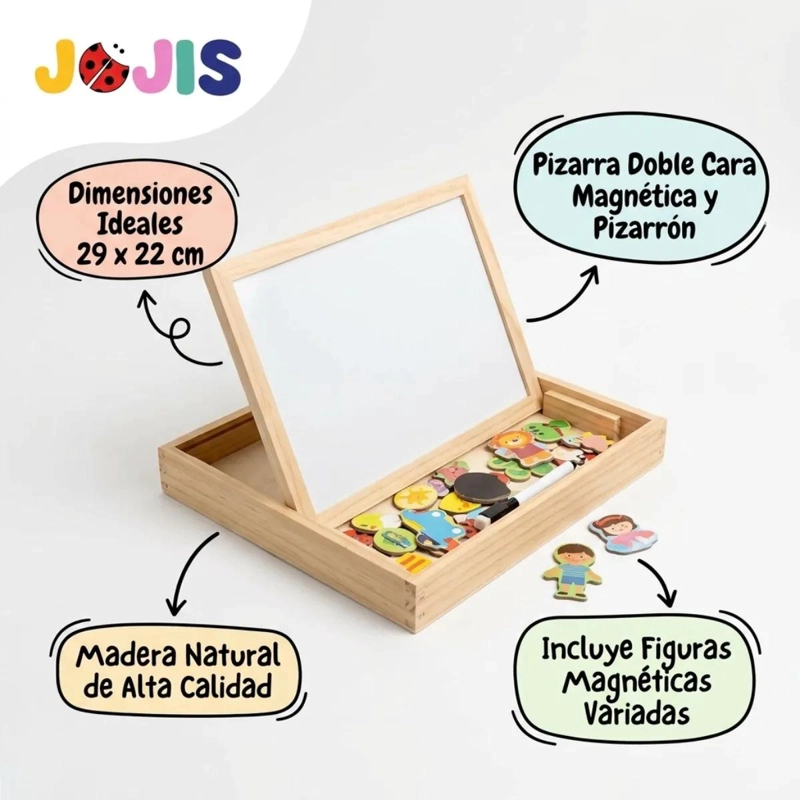 PIZARRA DIDACTICA DE MADERA CON IMANES PARA NIÑOS - 2