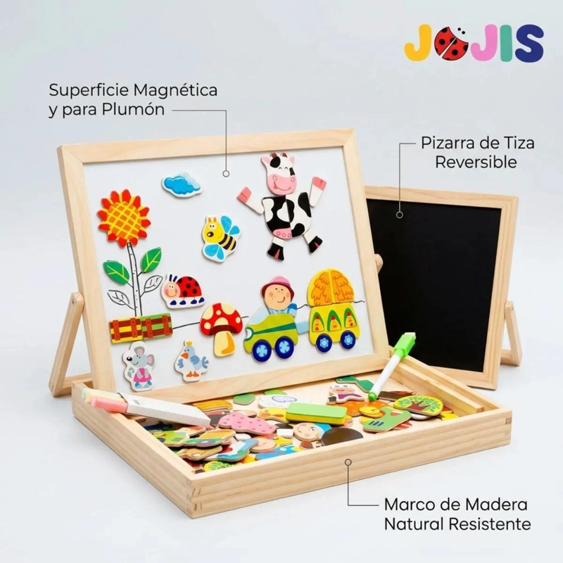 PIZARRA DIDACTICA DE MADERA CON IMANES PARA NIÑOS - 3