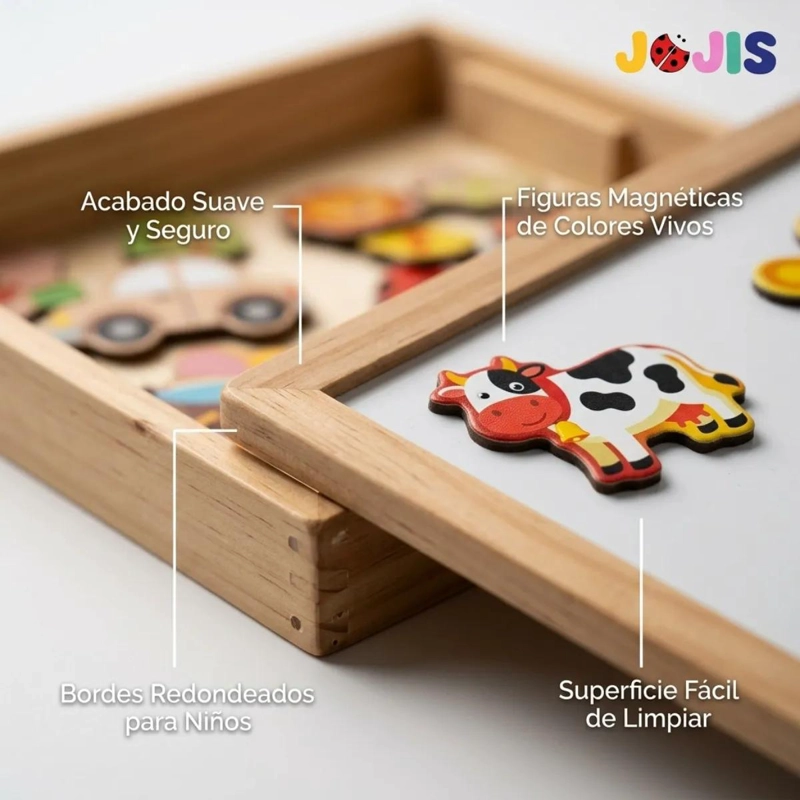 PIZARRA DIDACTICA DE MADERA CON IMANES PARA NIÑOS - 4