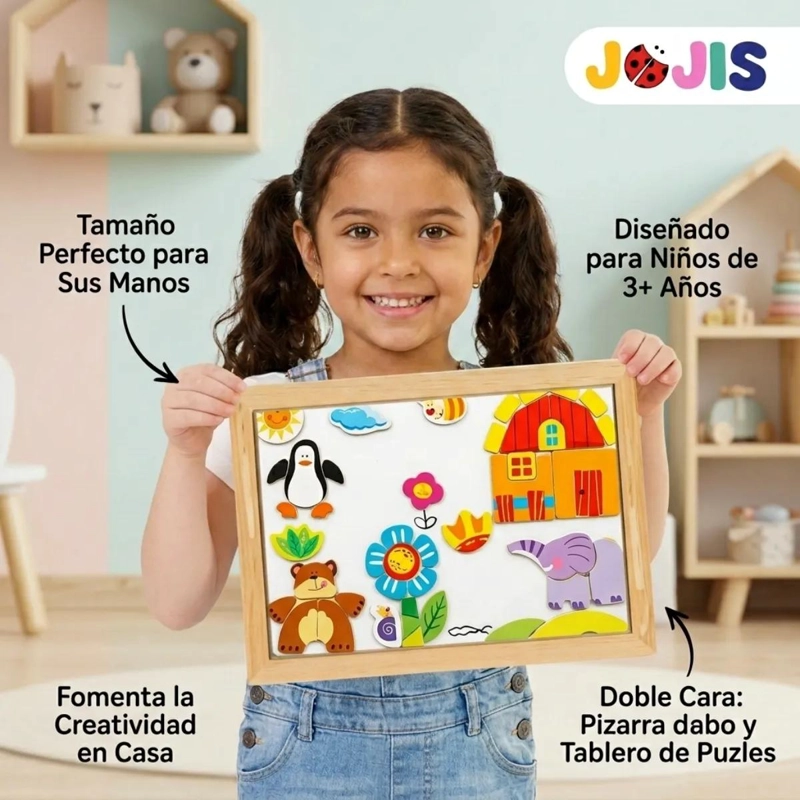 PIZARRA DIDACTICA DE MADERA CON IMANES PARA NIÑOS - 5