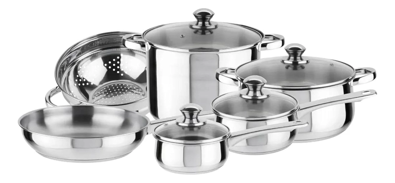 BATERIA DE COCINA 10 PIEZAS ACERO INOXIDABLE - 1