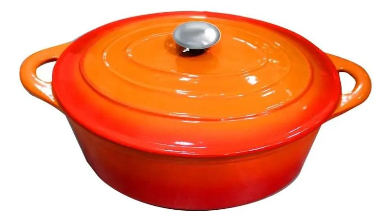 OLLA OVALADA DE HIERRO NARANJA 42X26X13.5 CM - 1