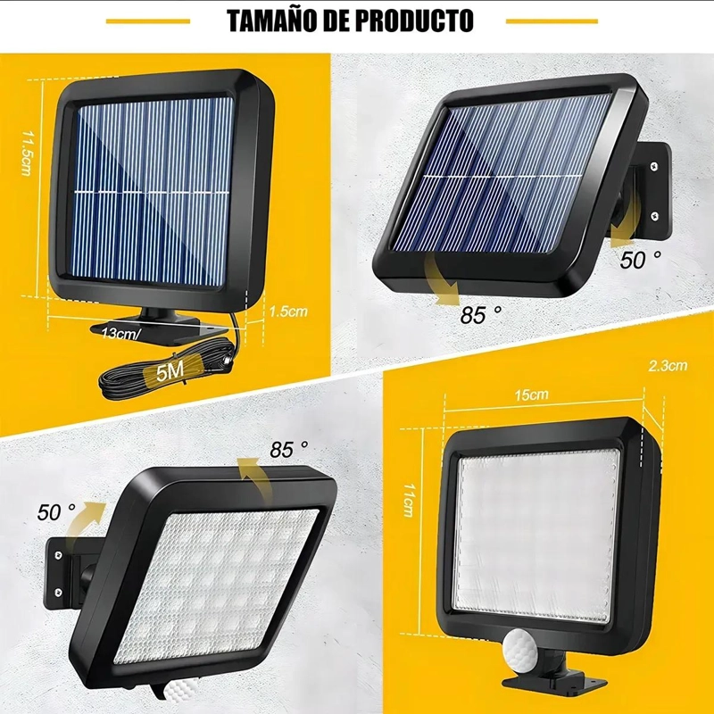 PACK 4 FOCOS SOLARES POTENTES 250W CARCASA NEGRA - 3