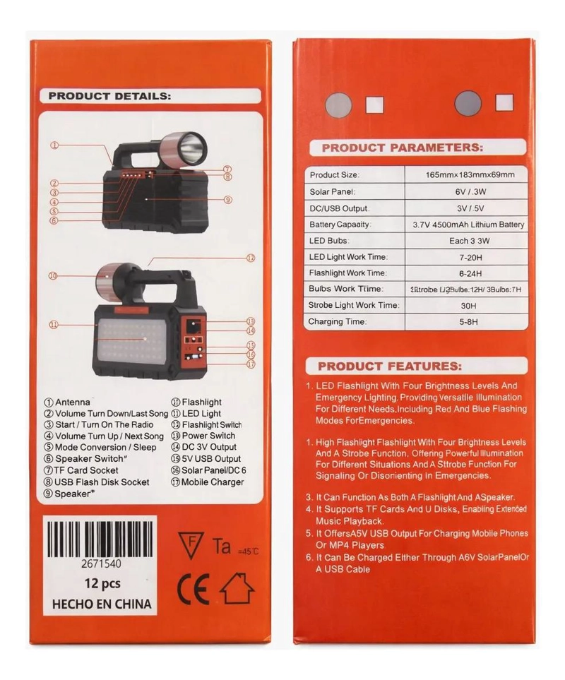 KIT SOLAR MULTIFUNCIONAL CON RADIO BLUETOOTH Y USB - 5