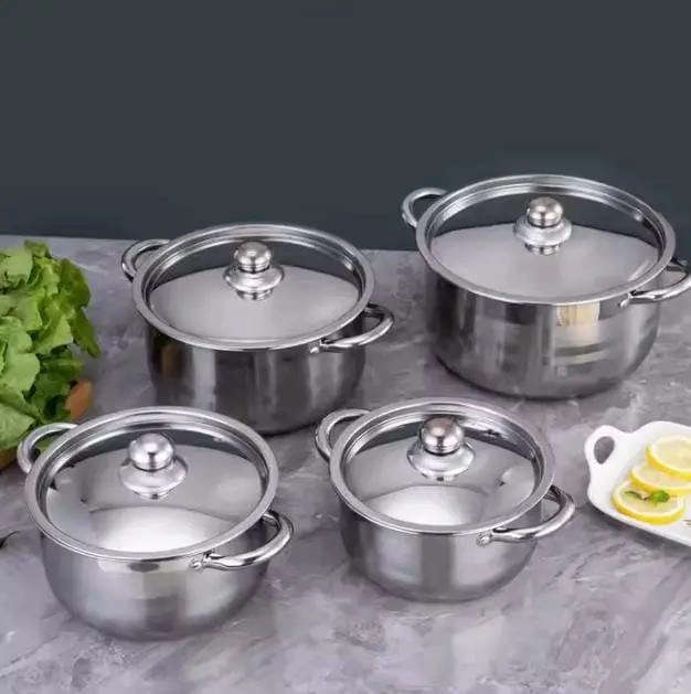 SET DE 4 OLLAS CON TAPA ACERO INOXIDABLE - 4