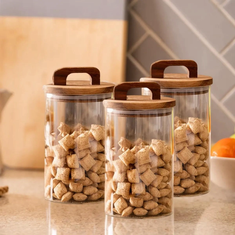 SET 3 FRASCOS CILINDRICOS DE VIDRIO 1000ML CON TAPA Y ASA - 5