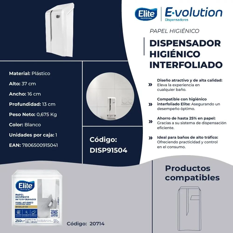 DISPENSADOR HIGIE NICO INTERFOLIADO BLANCO - 3