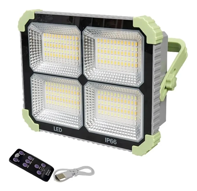 PROYECTOR SOLAR LED 100W CON TRIPODE Y BALIZA DUO COLOR - 3