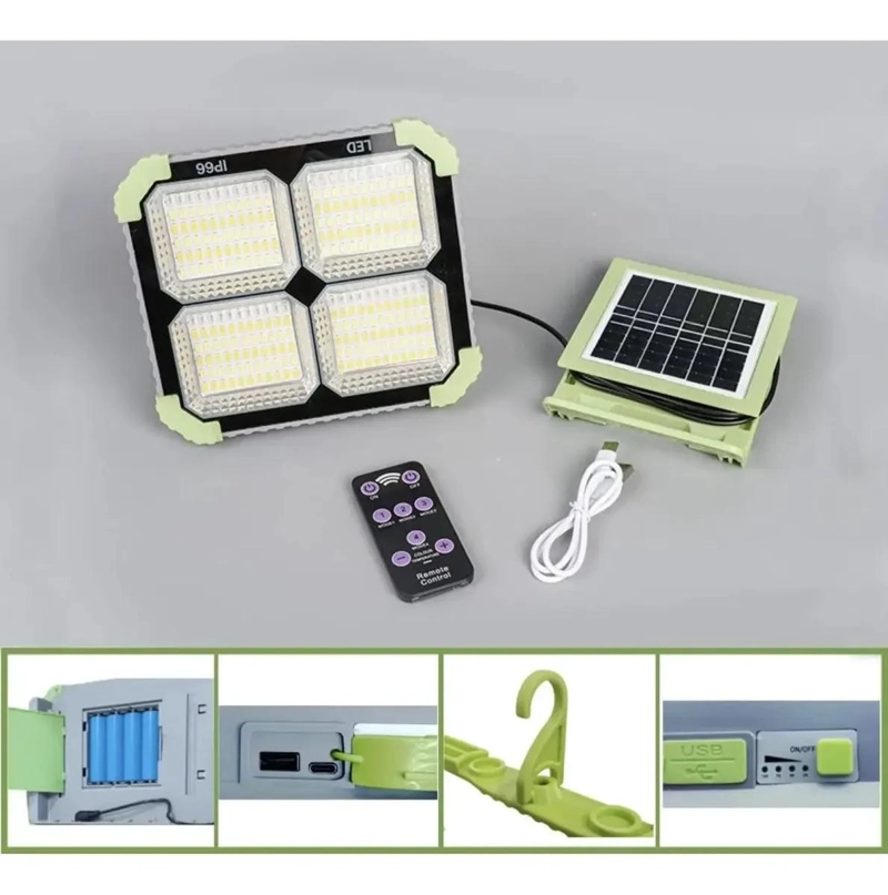 PROYECTOR SOLAR LED 100W CON TRIPODE Y BALIZA DUO COLOR - 5