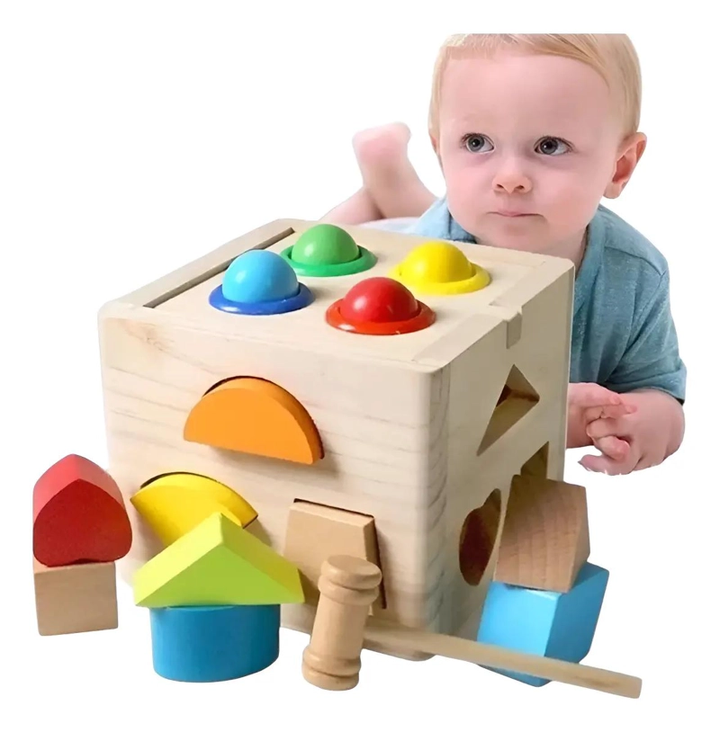 BLOQUES DE MADERA CUBO PARA ENCAJE INFANTIL - 1