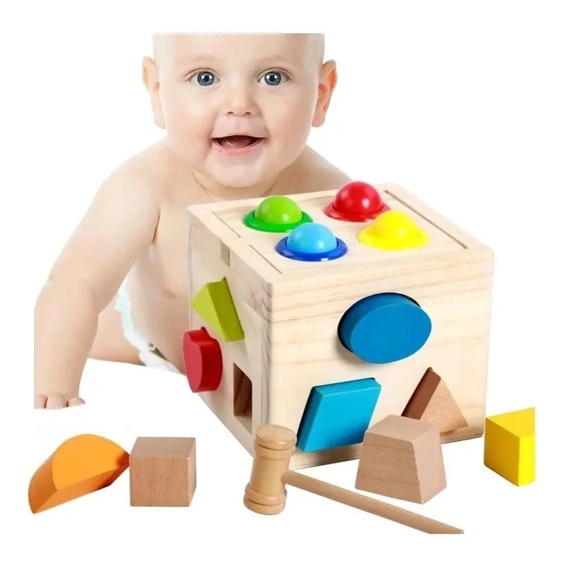 BLOQUES DE MADERA CUBO PARA ENCAJE INFANTIL - 2