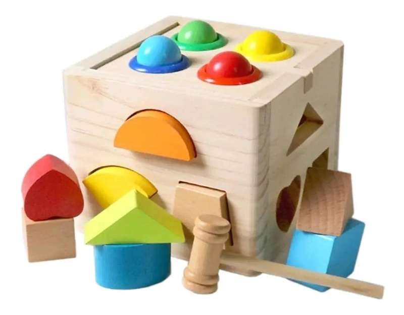 BLOQUES DE MADERA CUBO PARA ENCAJE INFANTIL - 3