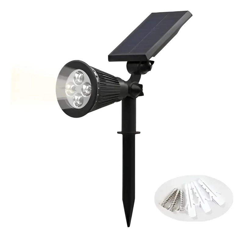 FOCO SOLAR LED CON PANEL Y ESTACA PARA JARDIN - 1
