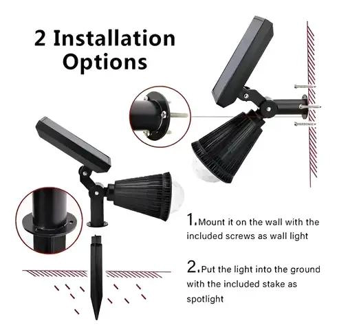FOCO SOLAR LED CON PANEL Y ESTACA PARA JARDIN - 2