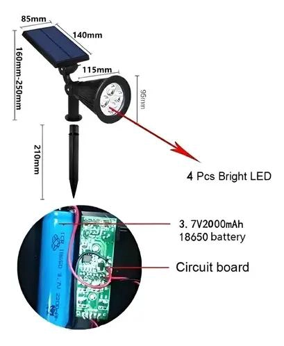 FOCO SOLAR LED CON PANEL Y ESTACA PARA JARDIN - 4