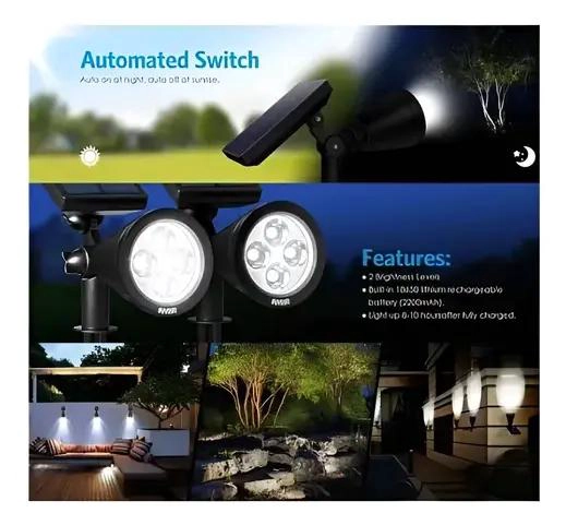 FOCO SOLAR LED CON PANEL Y ESTACA PARA JARDIN - 5