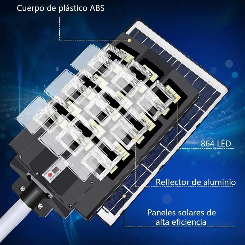 FOCO SOLAR LED 1000W CON SOPORTE Y CONTROL REMOTO - 3