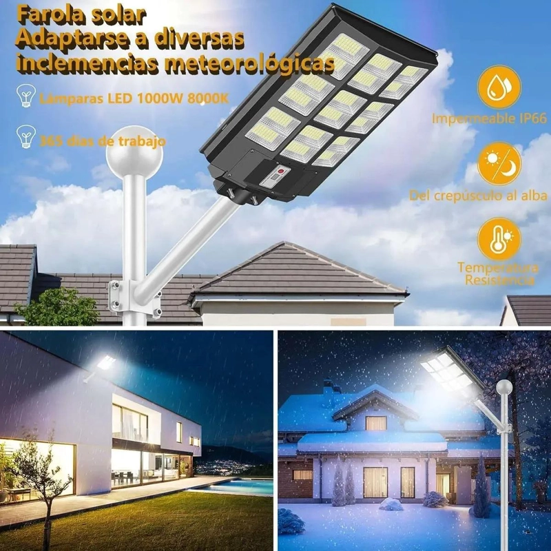 FOCO SOLAR LED 1000W CON SOPORTE Y CONTROL REMOTO - 5