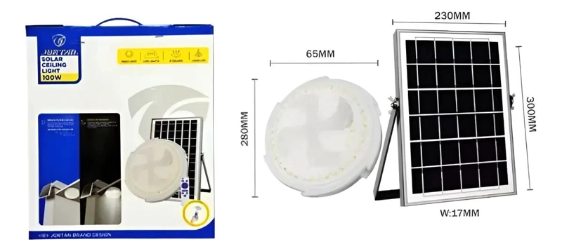 LAMPARA LED INTELIGENTE 100W CON PANEL SOLAR Y CONTROL - 1