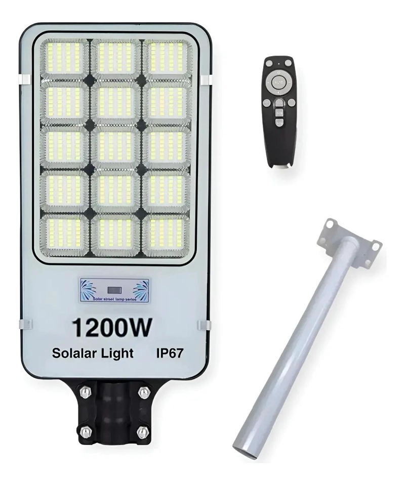 FOCO SOLAR DE POSTE 1200W CON LUZ FIJA Y SOPORTE - 1
