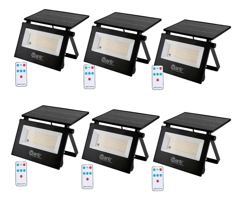 PACK 6 PROYECTORES LED SOLARES 176 LEDS IP65 CON CONTROL - 1