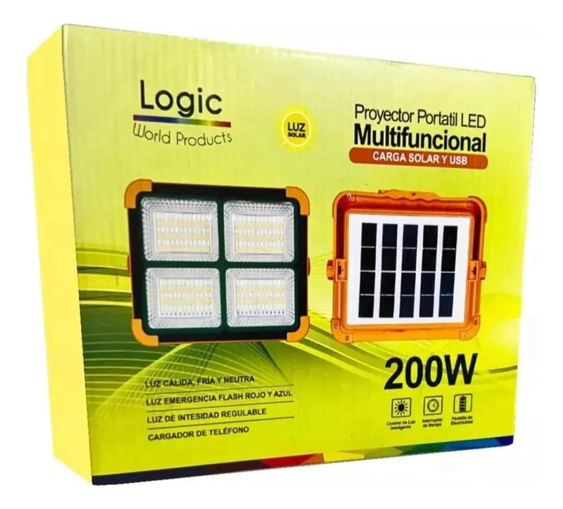 FOCO LED SOLAR 200W PORTATIL CON MODOS DE LUZ - 3