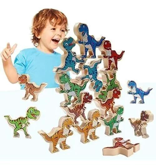 BLOQUES DE MADERA DINOSAURIOS JUEGO DIDACTICO - 1