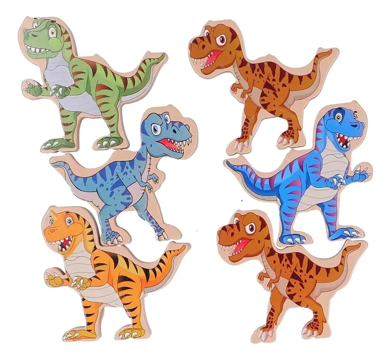 BLOQUES DE MADERA DINOSAURIOS JUEGO DIDACTICO - 3