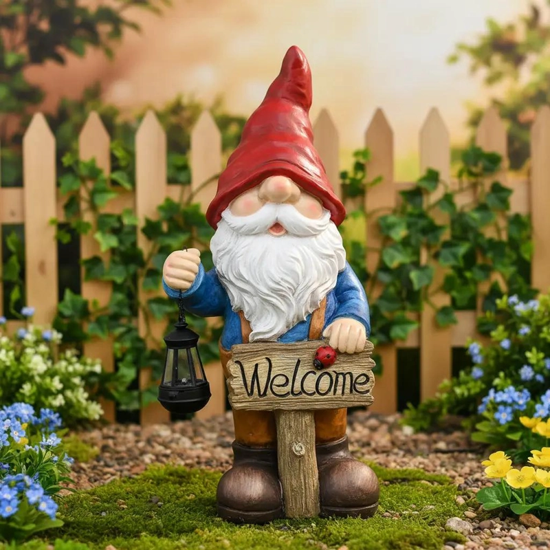 FIGURA DECORATIVA GNOMO DUENDE SOLAR 73 CM - 1