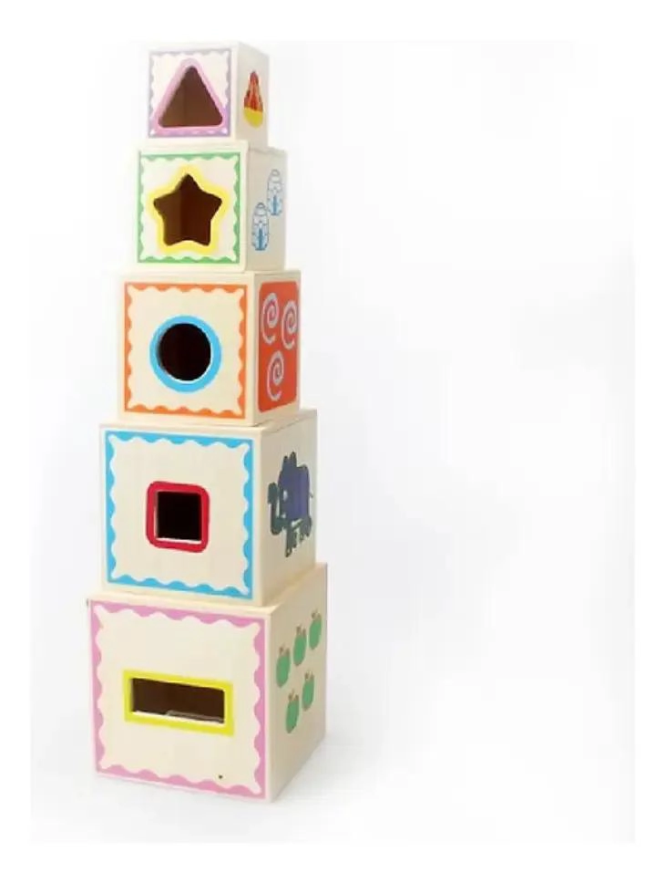 TORRE APILABLE DE MADERA CON 5 CUBOS DIDACTICOS - 2