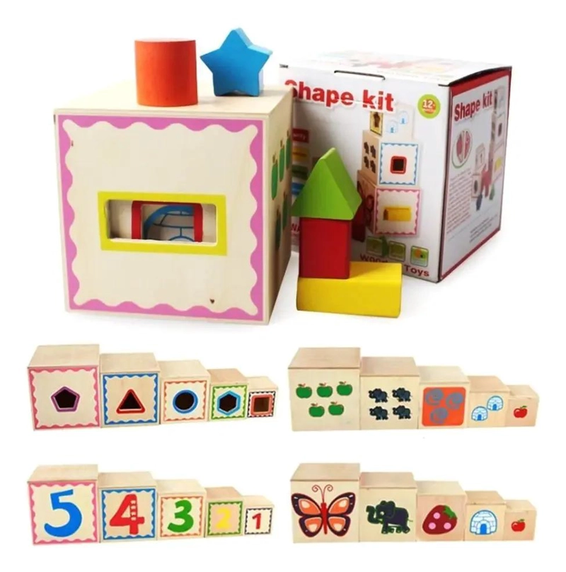 TORRE APILABLE DE MADERA CON 5 CUBOS DIDACTICOS - 5