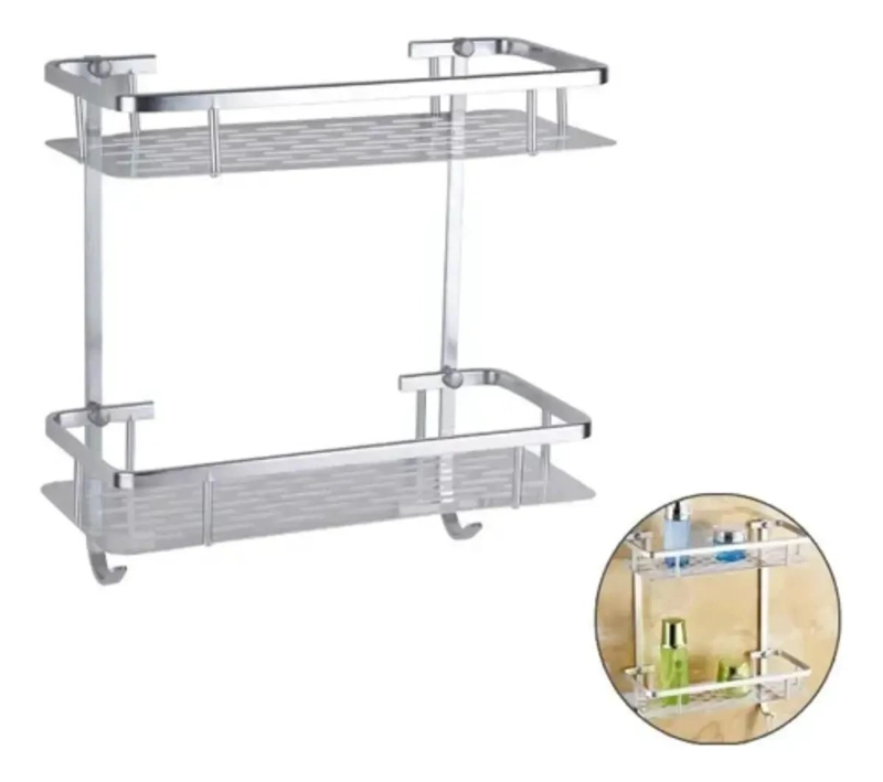 REPISA DE ALUMINIO PARA BAÑO CON 2 NIVELES - 1