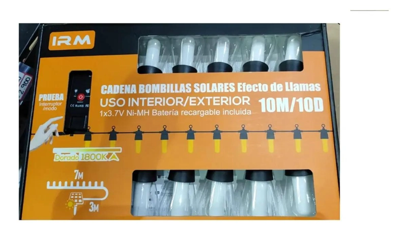 LUCES DE CADENA CON AMPOLLETAS Y EFECTO LLAMA PANEL SOLAR - 2