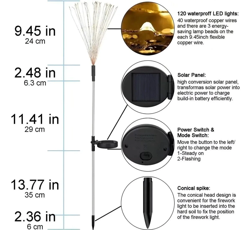 PACK 4 LUCES MICRO LED SOLAR JARDIN EFECTO FUEGO - 1