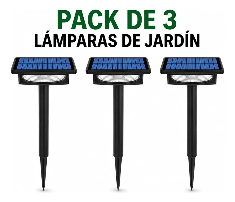 LAMPARA SOLAR LED PARA JARDIN EXTERIOR PACK 3 - 2