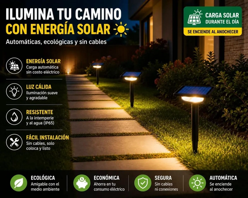 LAMPARA SOLAR LED PARA JARDIN EXTERIOR PACK 3 - 3