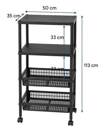 CARRITO ORGANIZADOR 4 NIVELES CON RUEDAS MULTIUSO - 3