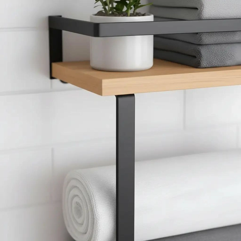 REPISA ESTANTE TOALLERO PARA BAÑO NEGRO - 4