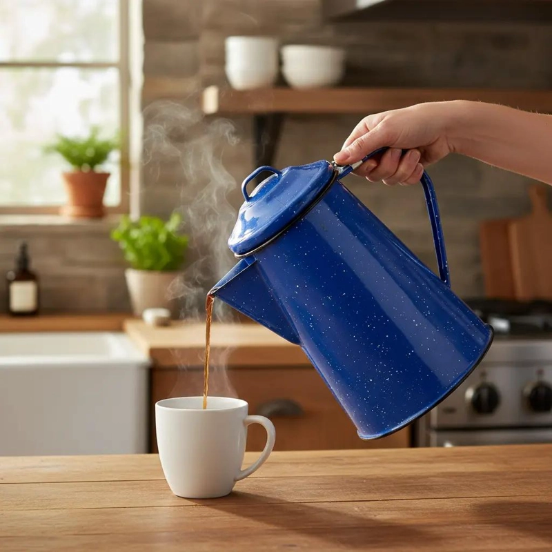 TETERA CAFETERA ENLOZADA AZUL 0.8 LITROS - 1