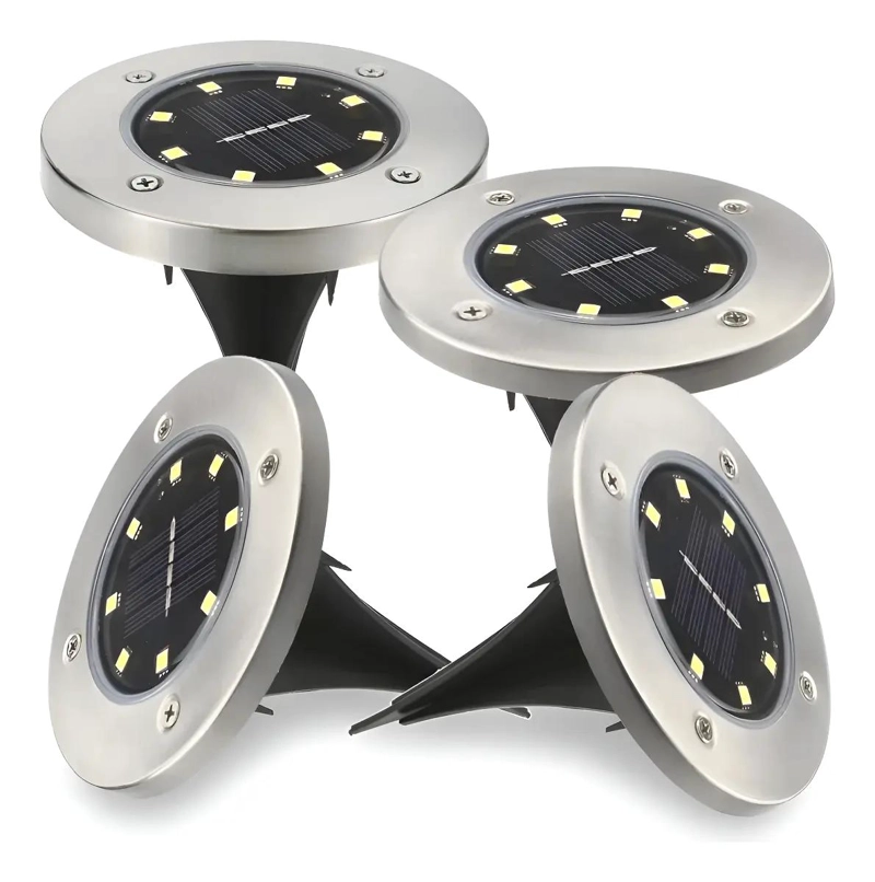 FOCO SOLAR EXTERIOR 8 LED CON ESTACA PARA JARDIN - 1