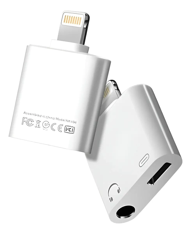 GENÉRICO ADAPTADOR SPLITTER LIGHTNING PARA CARGA Y AUDIO IPHONE
