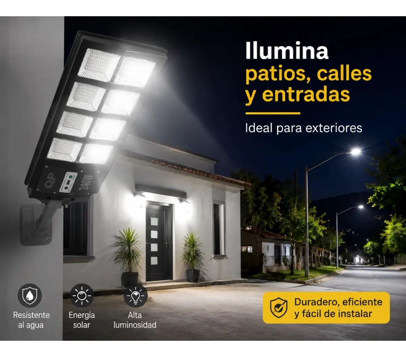 LAMPARA SOLAR LED CON SENSOR DE MOVIMIENTO 240W - 3